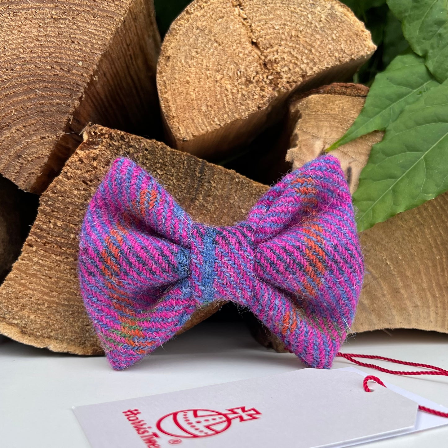 Harris Tweed® Purple Pink Tweed Dog Collar Bow & Lead Set Hunter & Co.
