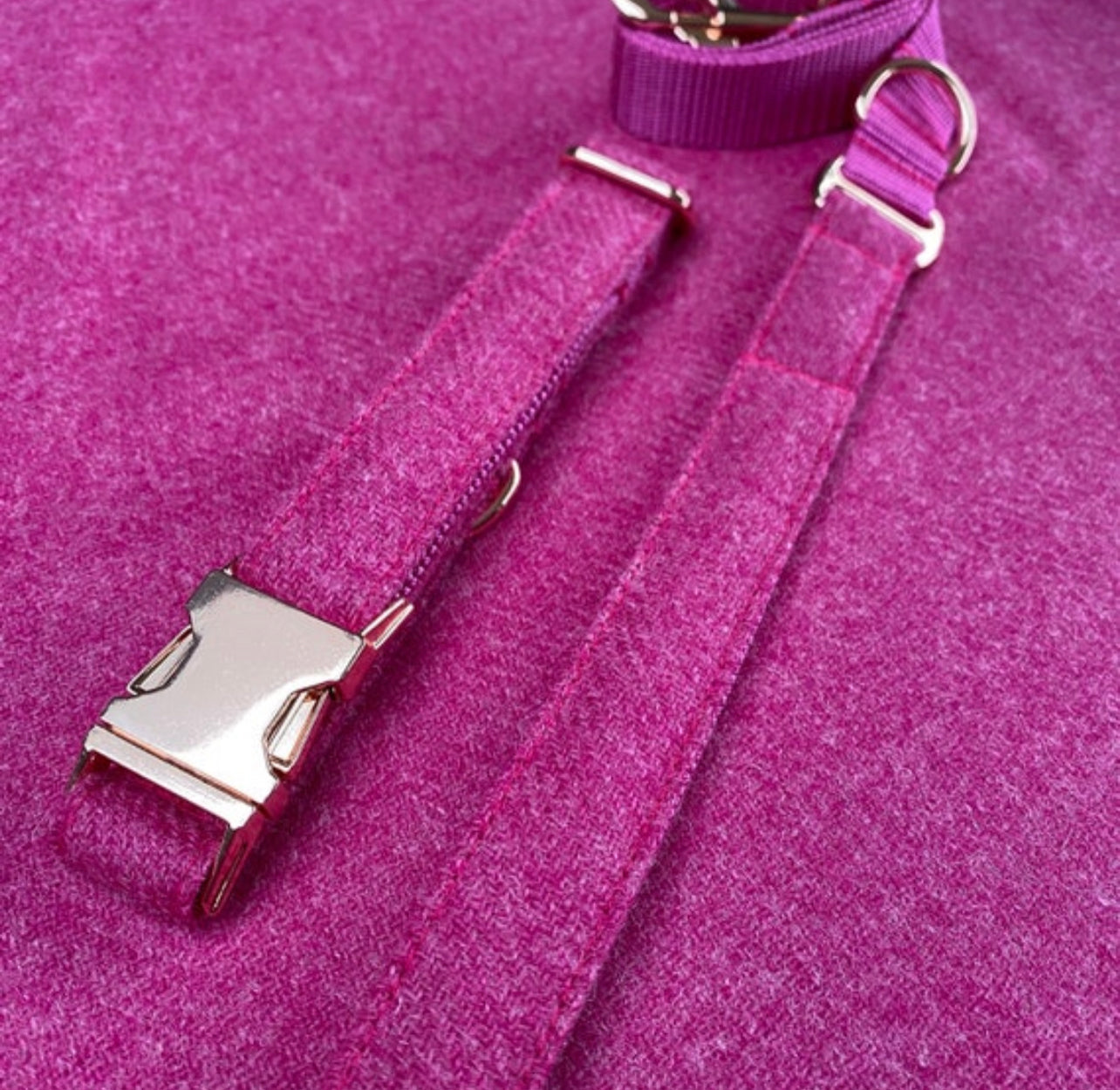 Bubblegum Pink Tweed Dog Collar Bow & Lead Set Hunter & Co.
