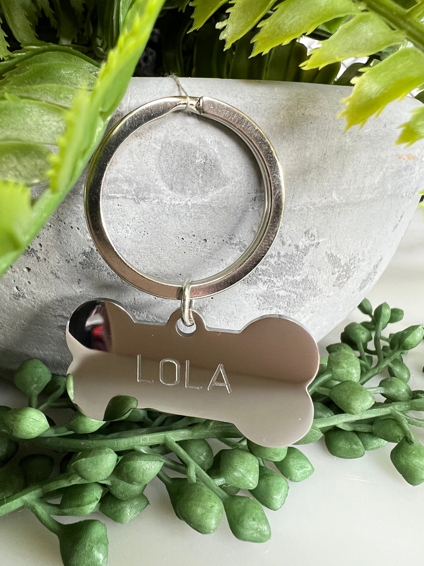 Bone Silver Dog ID Tag | Premium Thick Engraved Steel | 4cm Dog Identification Tags Hunter & Co.
