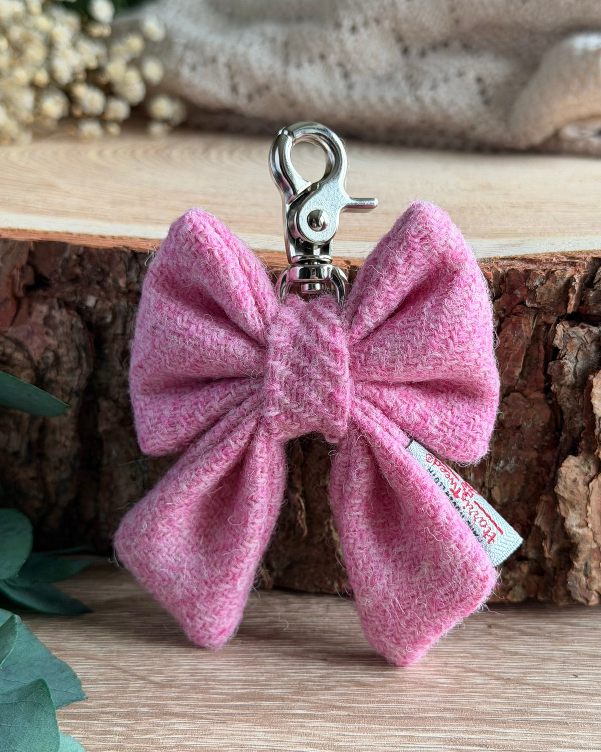 Harris Tweed® Bow Keyring | Bag Charm | Baby Pink (Copy) Dash Of Hounds