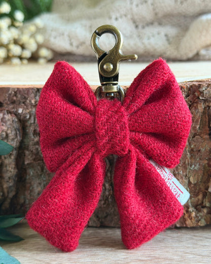 Harris Tweed® Bow Keyring | Bag Charm | Red Dash Of Hounds