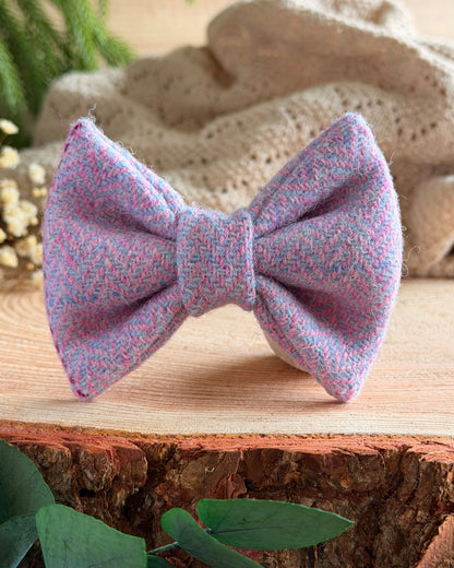 Harris Tweed® Heather Mist Pink Lilac Tweed Dog Collar Bow & Lead Set (Copy) Dash Of Hounds