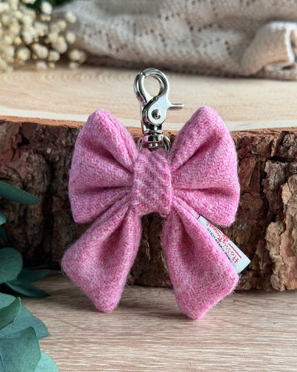 Harris Tweed® Bow Keyring | Bag Charm | Baby Pink (Copy) Dash Of Hounds