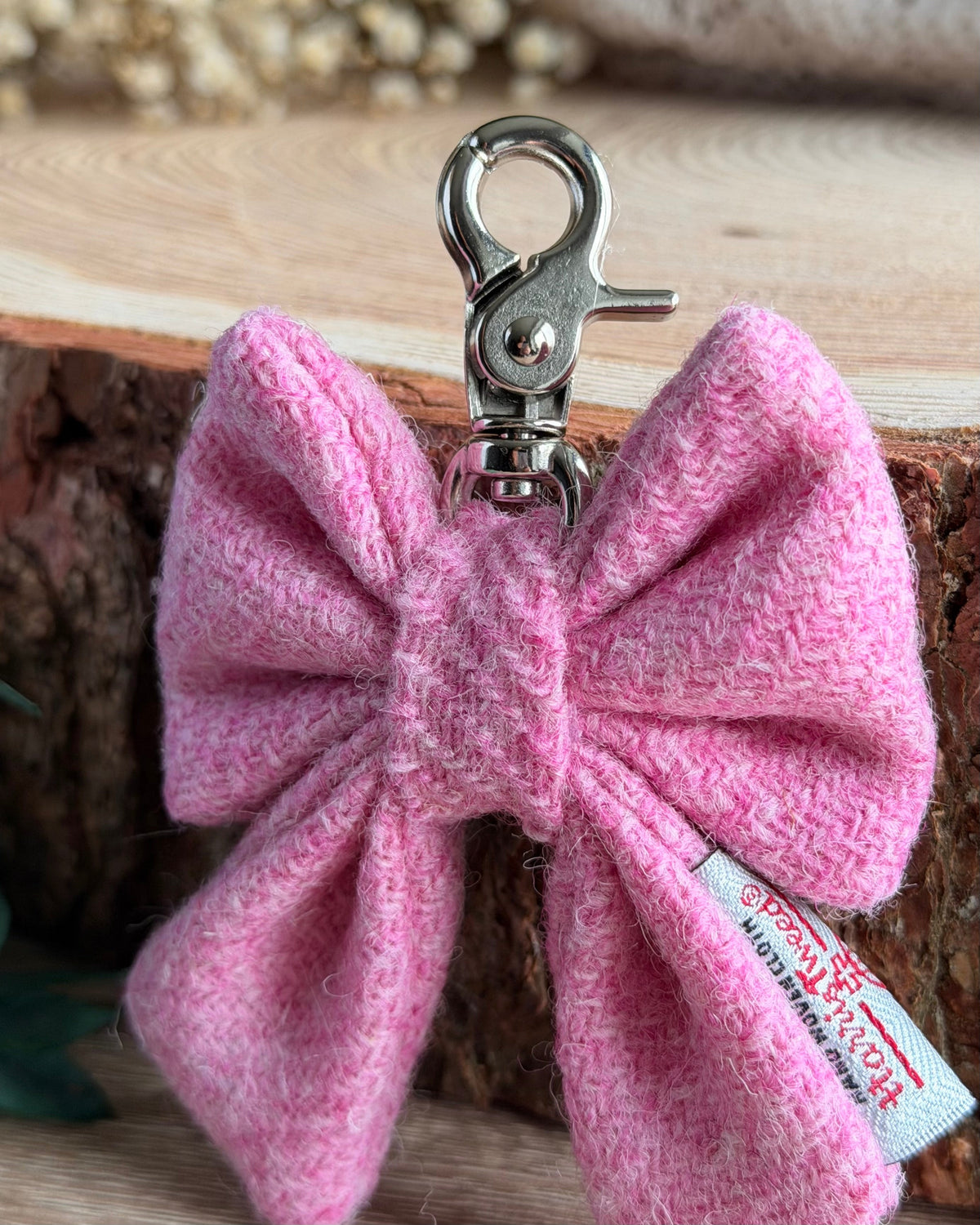 Harris Tweed® Bow Keyring | Bag Charm | Baby Pink (Copy) Dash Of Hounds