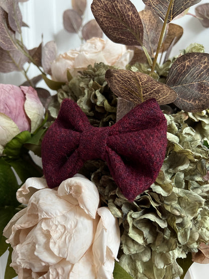 Harris Tweed® Autumn Berry Tweed Dog Collar Bow & Lead Set Dash Of Hounds