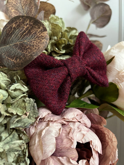Harris Tweed® Autumn Berry Tweed Dog Collar Bow & Lead Set Dash Of Hounds