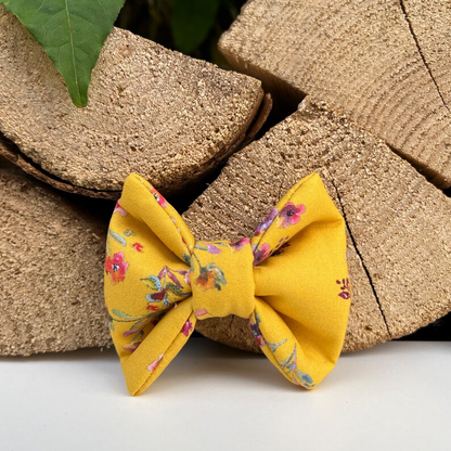 Mustard Yellow Ditsy Floral Dog Collar, Bow & Lead Set Hunter & Co.