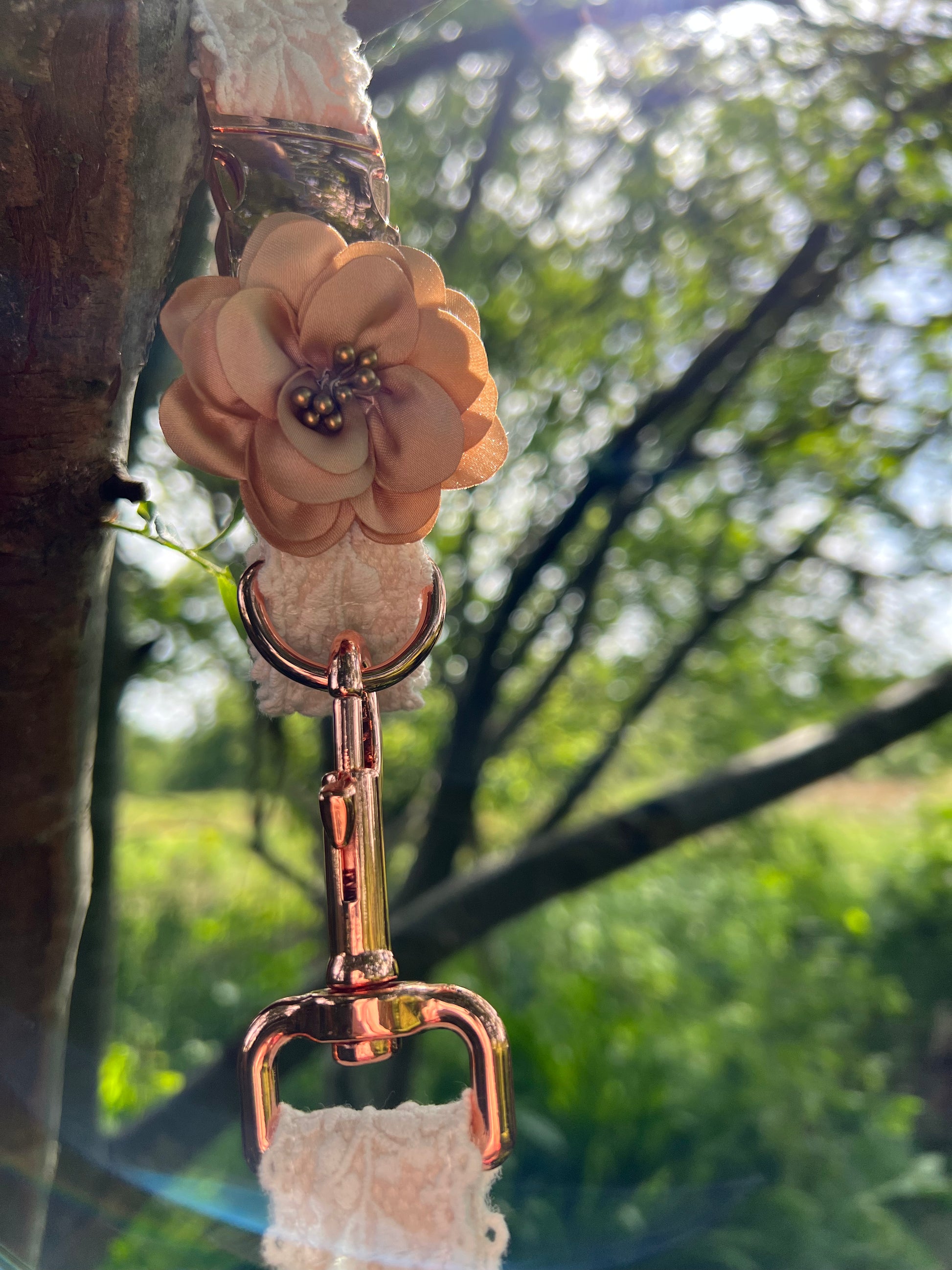 White Lace Wedding Dog Collar Flower and Lead Set Rose Gold Hunter & Co.