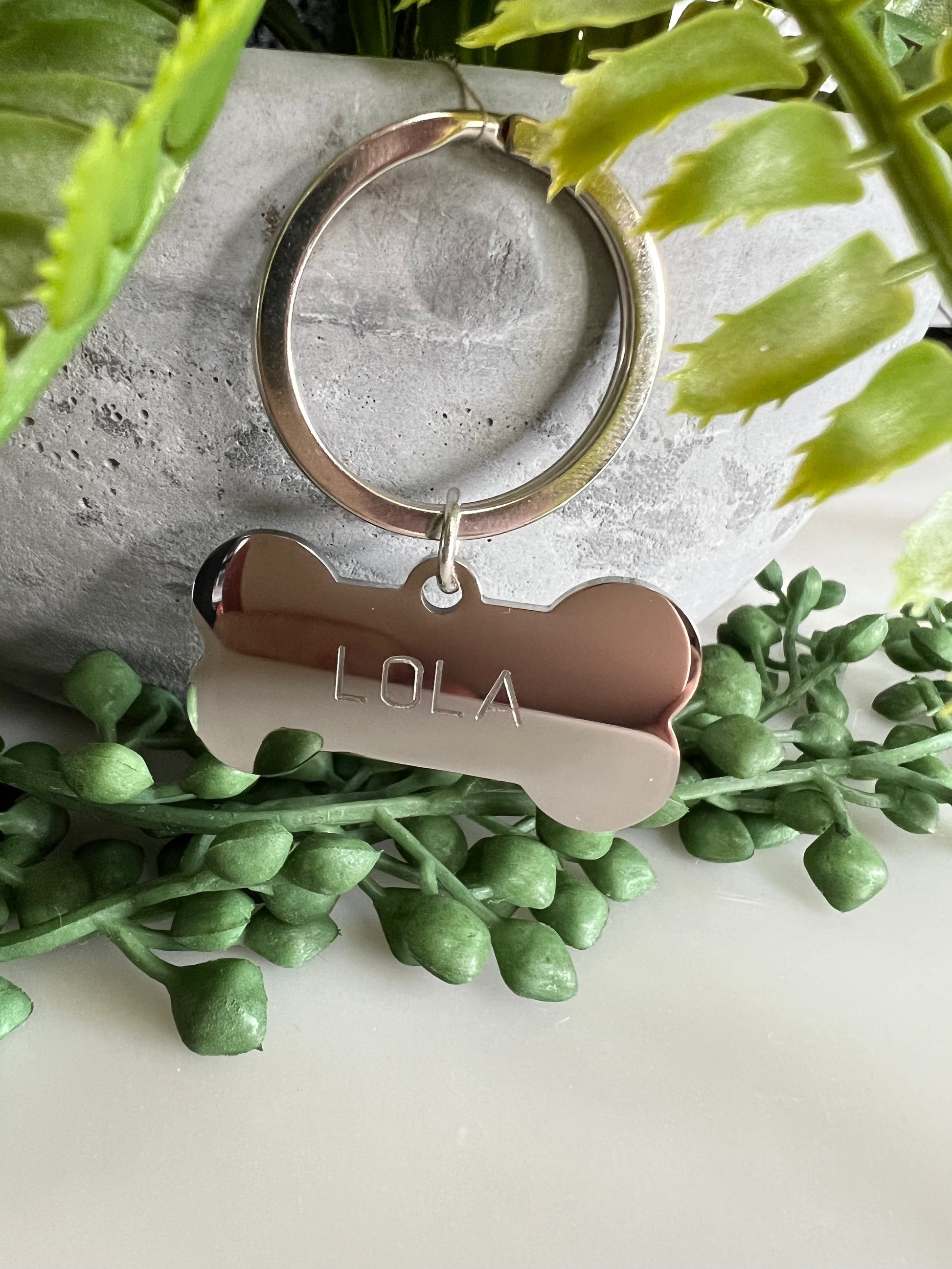 Bone Silver Dog ID Tag | Premium Thick Engraved Steel | 4cm Dog Identification Tags Hunter & Co.