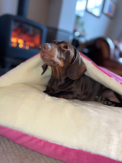 Pink Velvet Snuggle Cave Dog Bed Hunter & Co.
