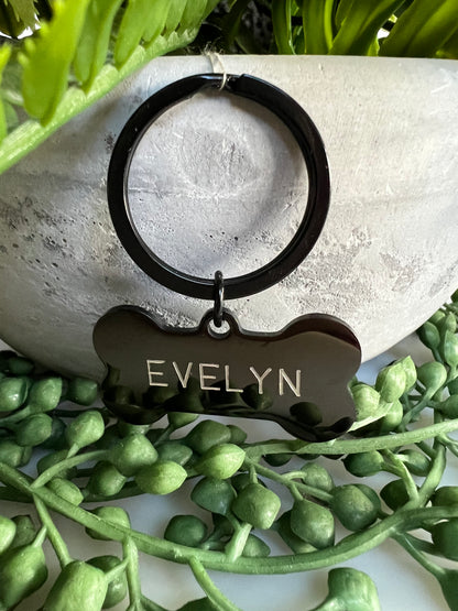Bone Black Dog ID Tag | Premium Thick Engraved Steel | 4cm Dog Identification Tags Hunter & Co.