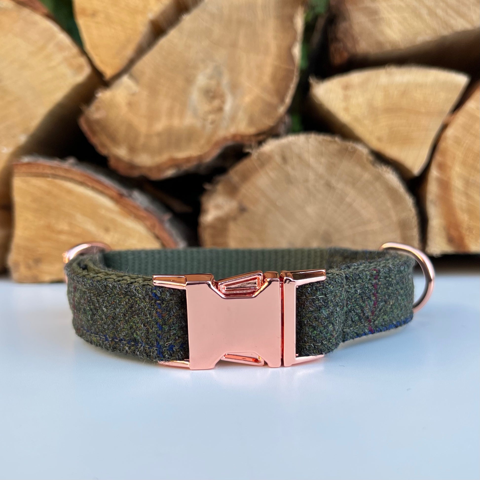 Green Tweed Dog Collar Bow & Lead Set Hunter & Co.