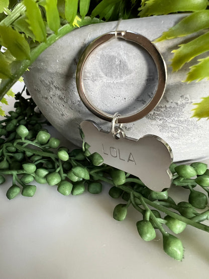 Bone Silver Dog ID Tag | Premium Thick Engraved Steel | 4cm Dog Identification Tags Hunter & Co.