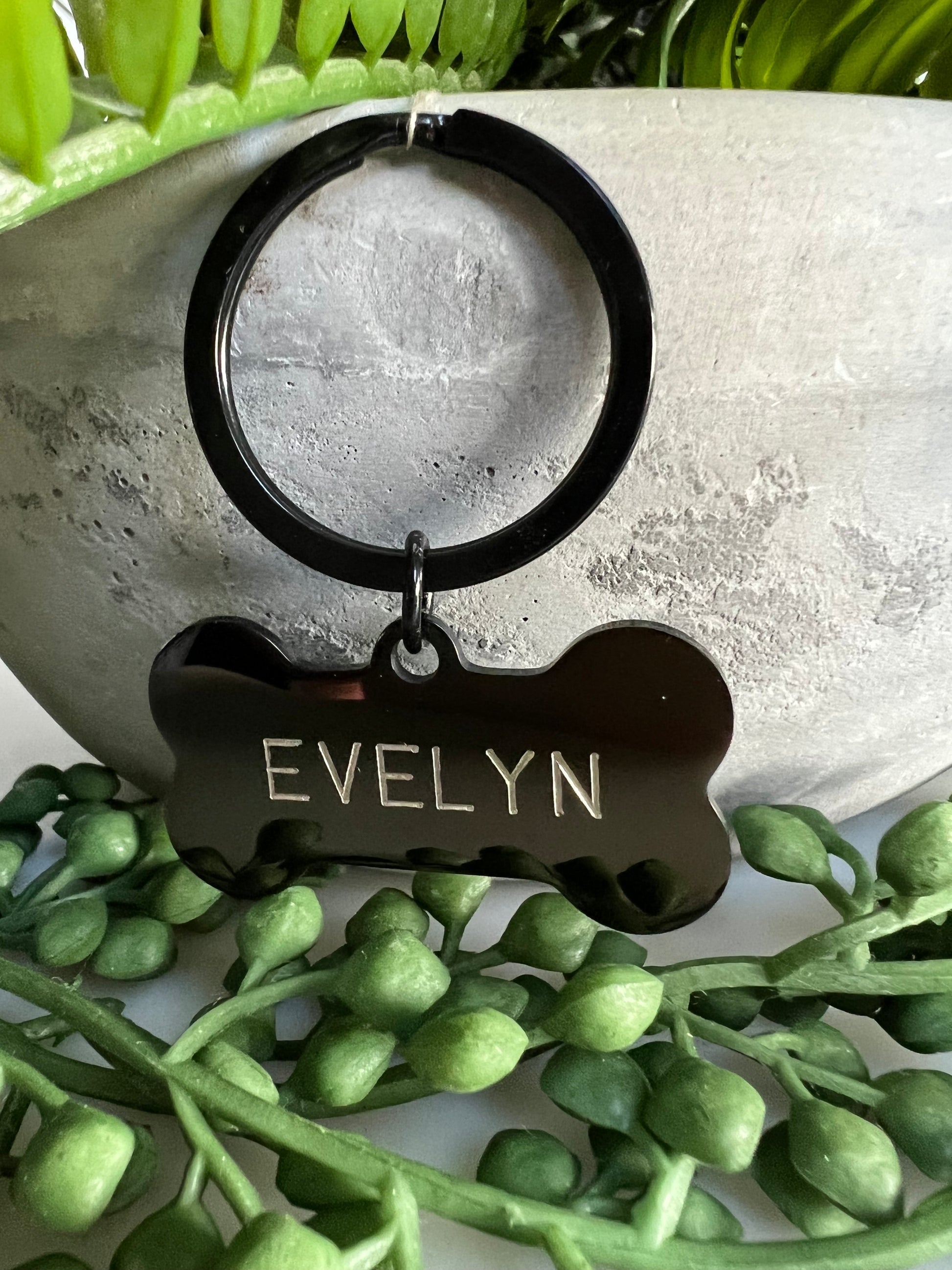Bone Black Dog ID Tag | Premium Thick Engraved Steel | 4cm Dog Identification Tags Hunter & Co.