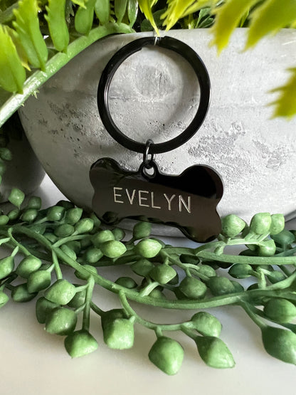 Bone Black Dog ID Tag | Premium Thick Engraved Steel | 4cm Dog Identification Tags Hunter & Co.