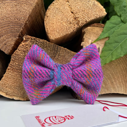 Harris Tweed® Purple Pink Tweed Dog Collar Bow & Lead Set Hunter & Co.