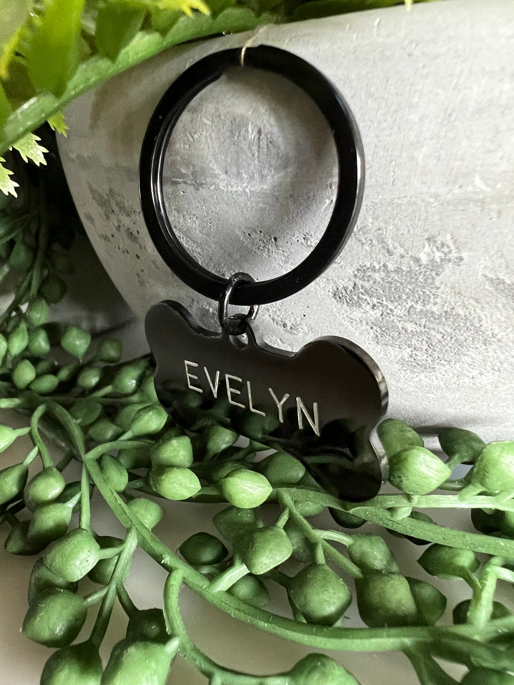 Bone Black Dog ID Tag | Premium Thick Engraved Steel | 4cm Dog Identification Tags Hunter & Co.