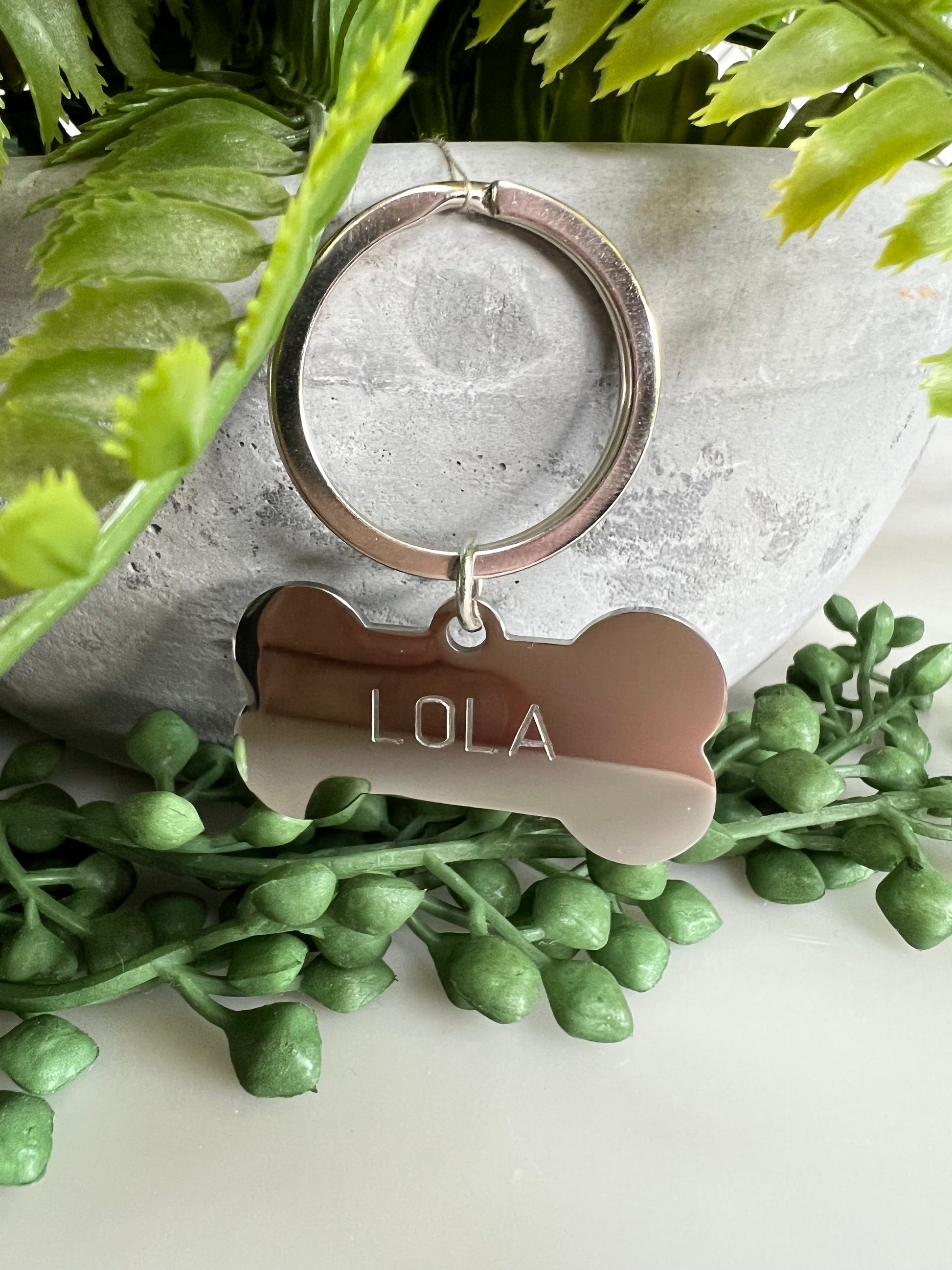 Bone Silver Dog ID Tag | Premium Thick Engraved Steel | 4cm Dog Identification Tags Hunter & Co.