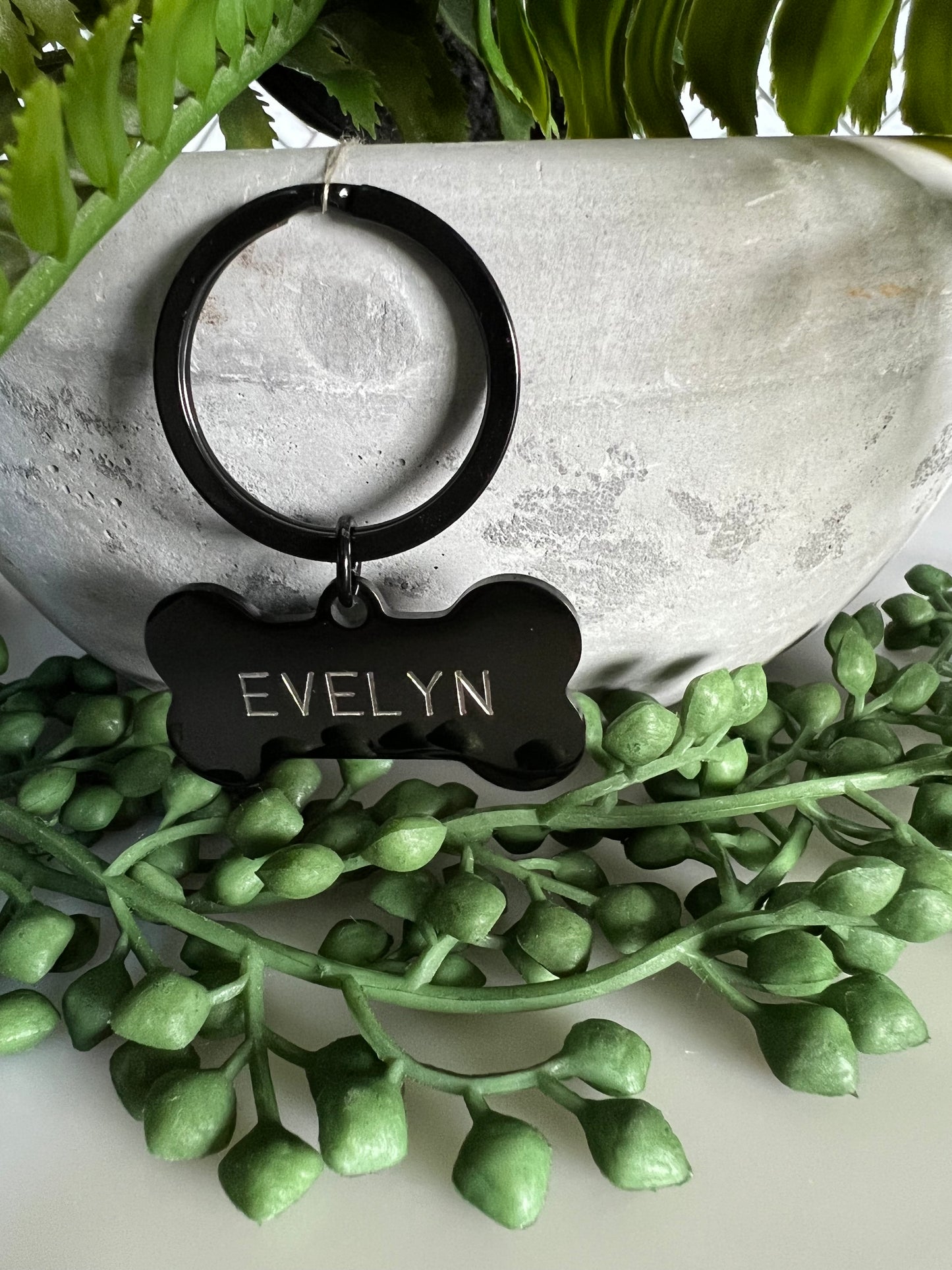 Bone Black Dog ID Tag | Premium Thick Engraved Steel | 4cm Dog Identification Tags Hunter & Co.