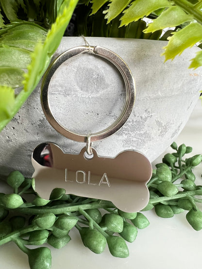 Bone Silver Dog ID Tag | Premium Thick Engraved Steel | 4cm Dog Identification Tags Hunter & Co.