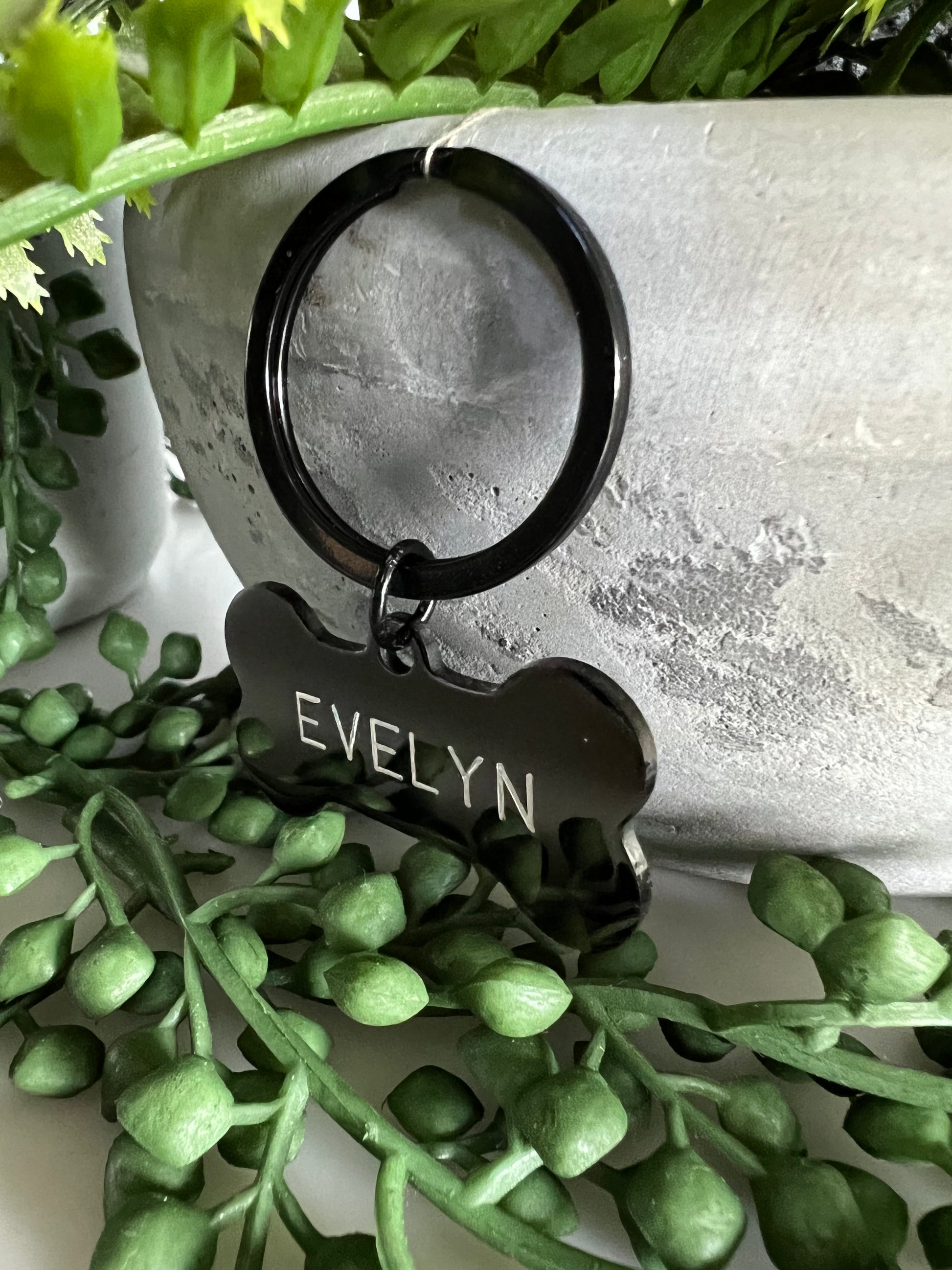 Bone Black Dog ID Tag | Premium Thick Engraved Steel | 4cm Dog Identification Tags Hunter & Co.