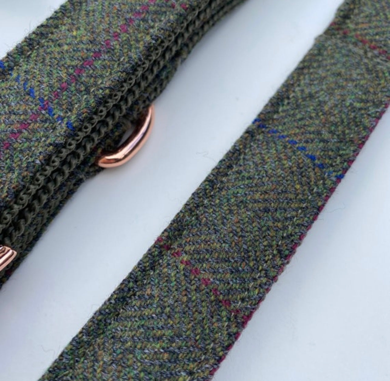 Green Tweed Dog Collar Bow & Lead Set Hunter & Co.