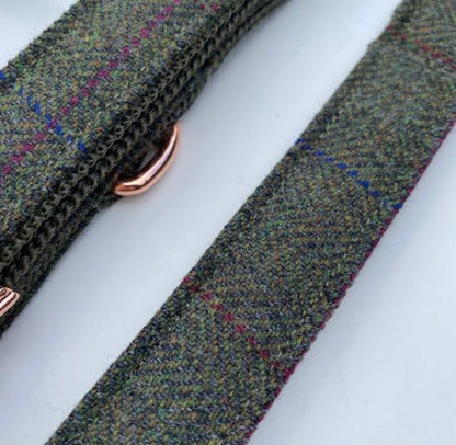 Green Tweed Dog Collar Bow & Lead Set Hunter & Co.