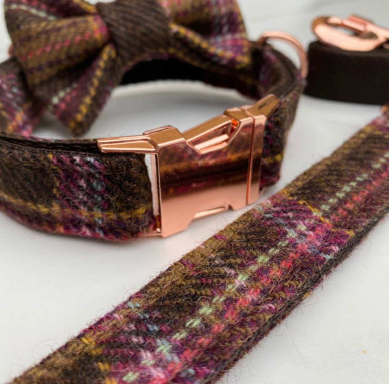 Autumn Pastel Tweed Dog Collar Bow & Lead Set Hunter & Co.