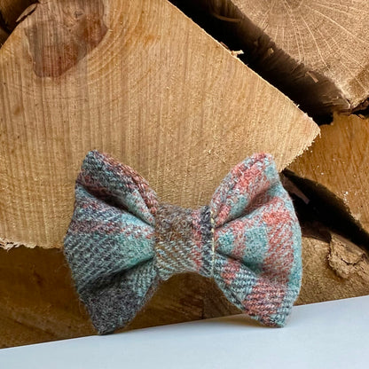 Rose Gold Blue Tweed Dog Collar Bow & Lead Set Hunter & Co.