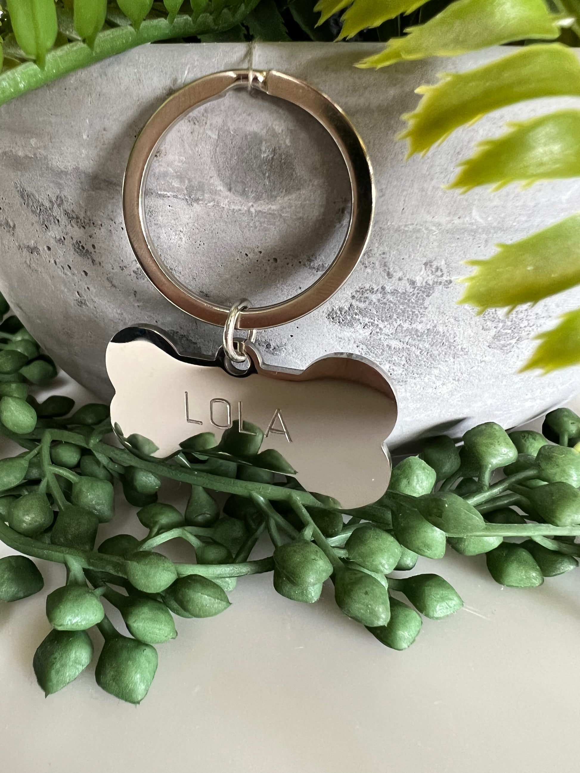Bone Silver Dog ID Tag | Premium Thick Engraved Steel | 4cm Dog Identification Tags Hunter & Co.