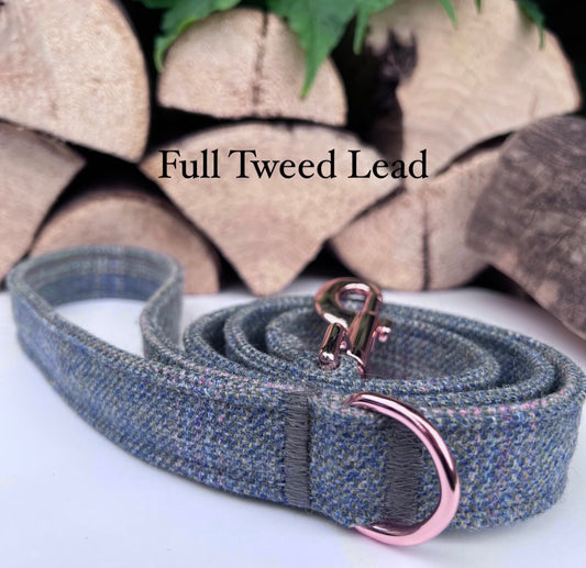 Heathery Blue Tweed Dog Lead Hunter & Co.