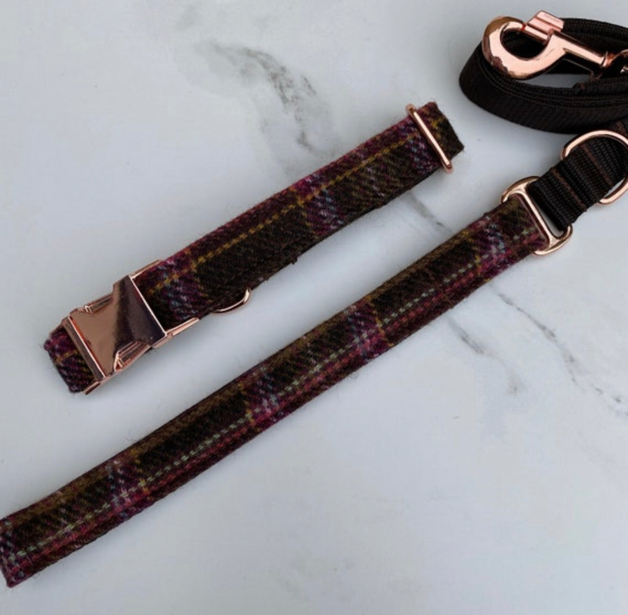 Autumn Pastel Tweed Dog Collar Bow & Lead Set Hunter & Co.