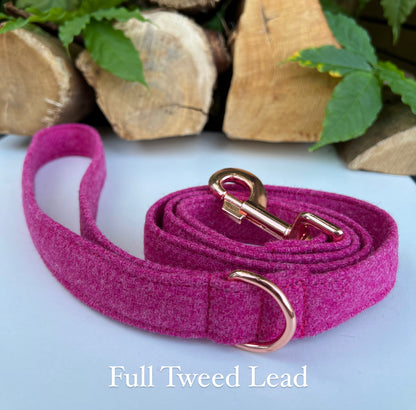 Bubblegum Pink Tweed Dog Lead Hunter & Co.