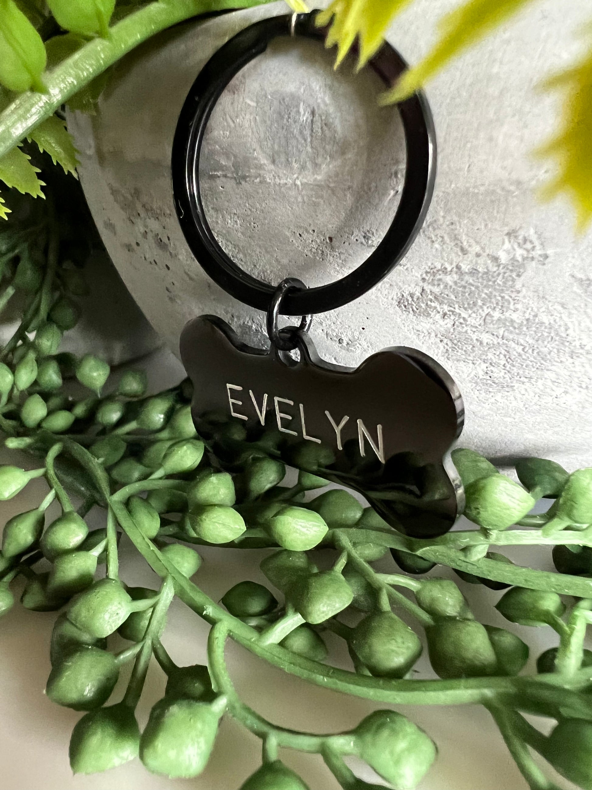 Bone Black Dog ID Tag | Premium Thick Engraved Steel | 4cm Dog Identification Tags Hunter & Co.