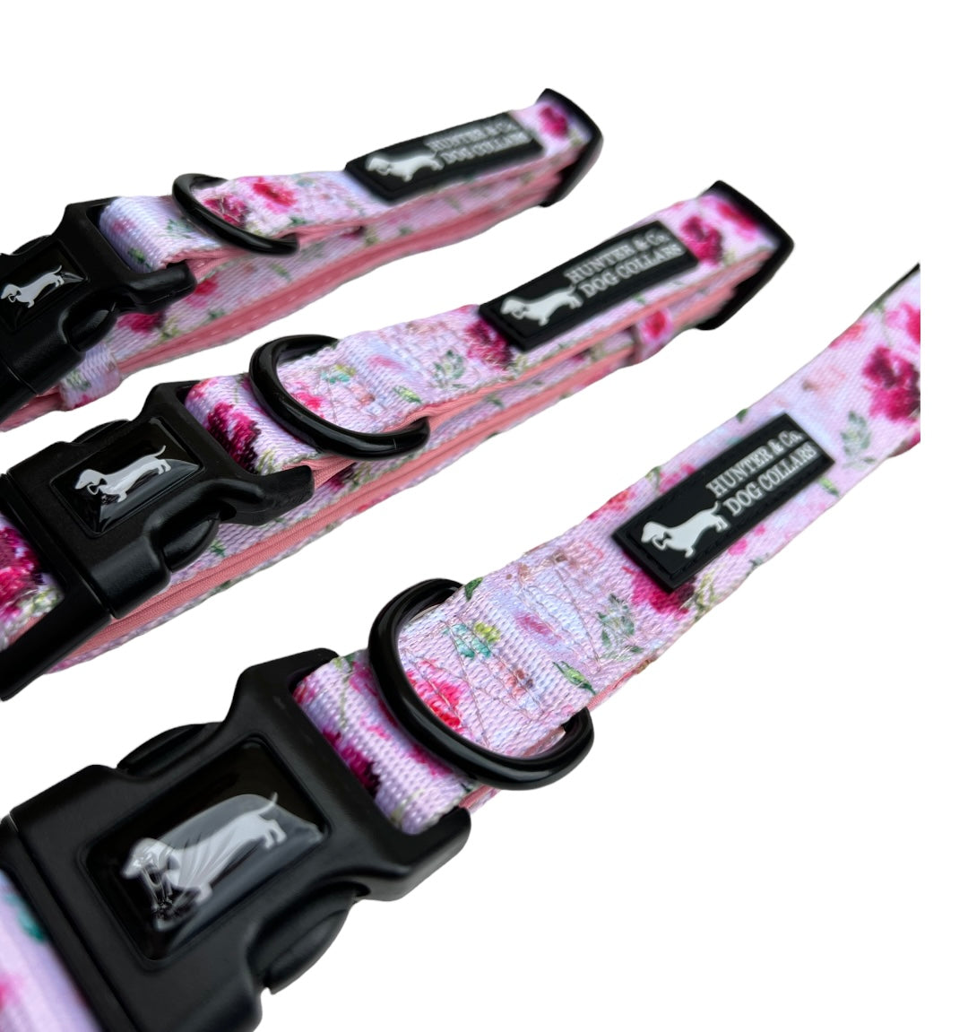 Pink Watercolour Floral Dog Collar Hunter & Co.
