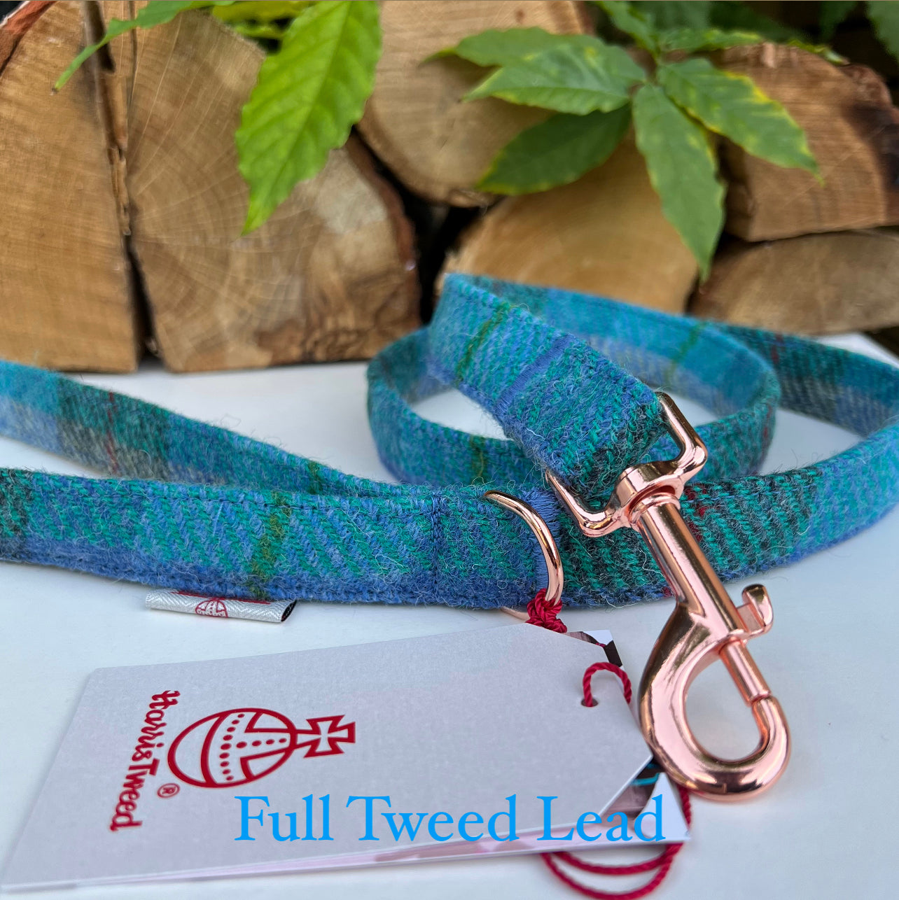 Harris Tweed® Cyan Blue Green Dog Lead Hunter & Co.