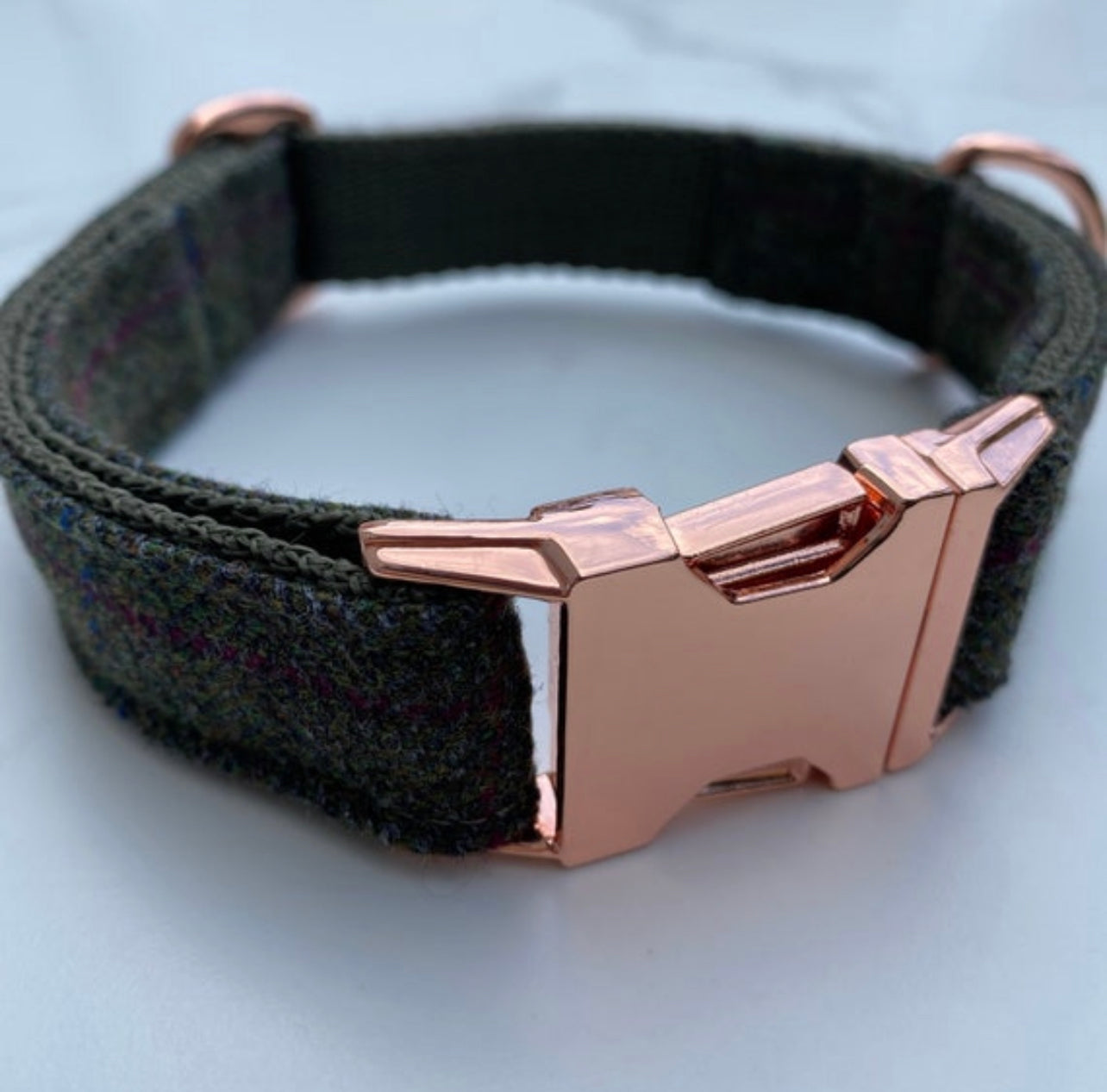 Green Tweed Dog Collar Bow & Lead Set Hunter & Co.